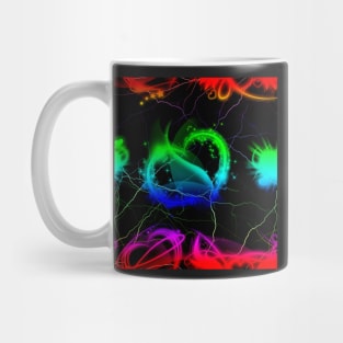 Rainbow Hearts And Rainbow Electric With Black Background Mug